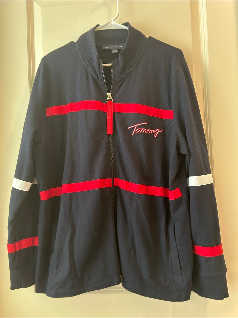 Tommy Hilfiger Men’s Navy ZipUp Track Jacket w/pockets Cotton Elastane size XXL